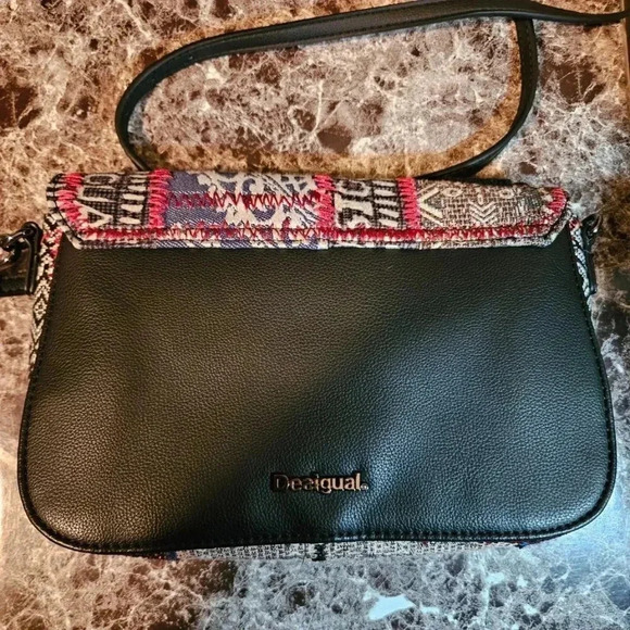 Desigual  | Patchwork Vegan Leather Crossbody/Shoulder Bag with Removable Strap - Picture 3 of 16